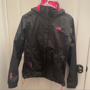 North Face Breast Cancer awareness rain jacket with hoodie